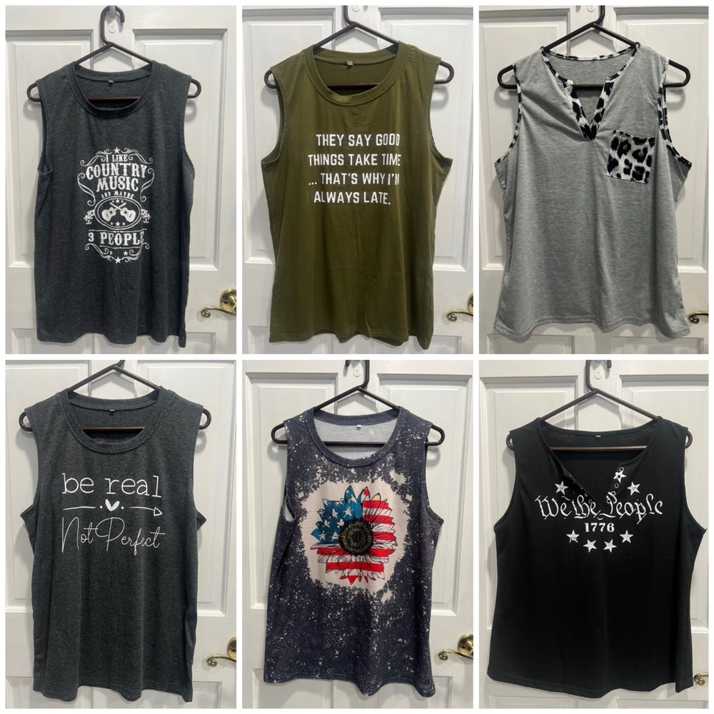 Lot Of 6 Summer Sleeveless Temu Tank Tops SIZE XLARGE WOMENS Pre Loved Excellent